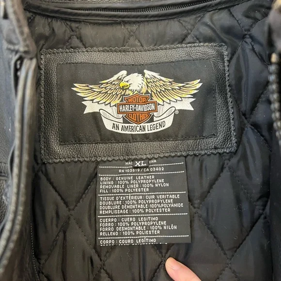 Harley-Davidson Black Leather Padded Riding Jacket
